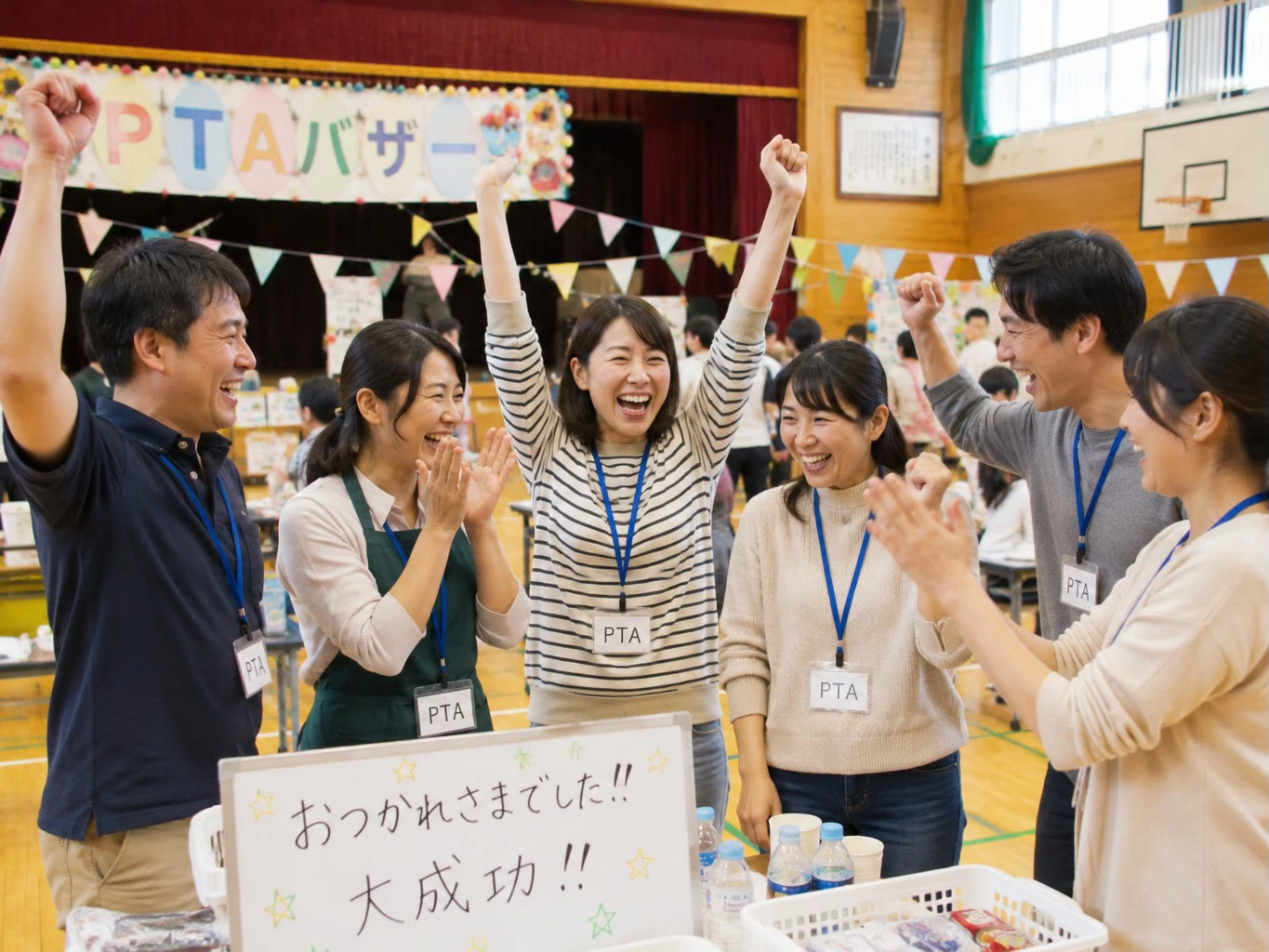 小学校のお祭りを運営するPTAスタッフ