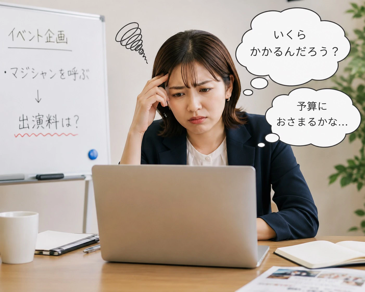 マジシャン派遣の料金を検討する担当者